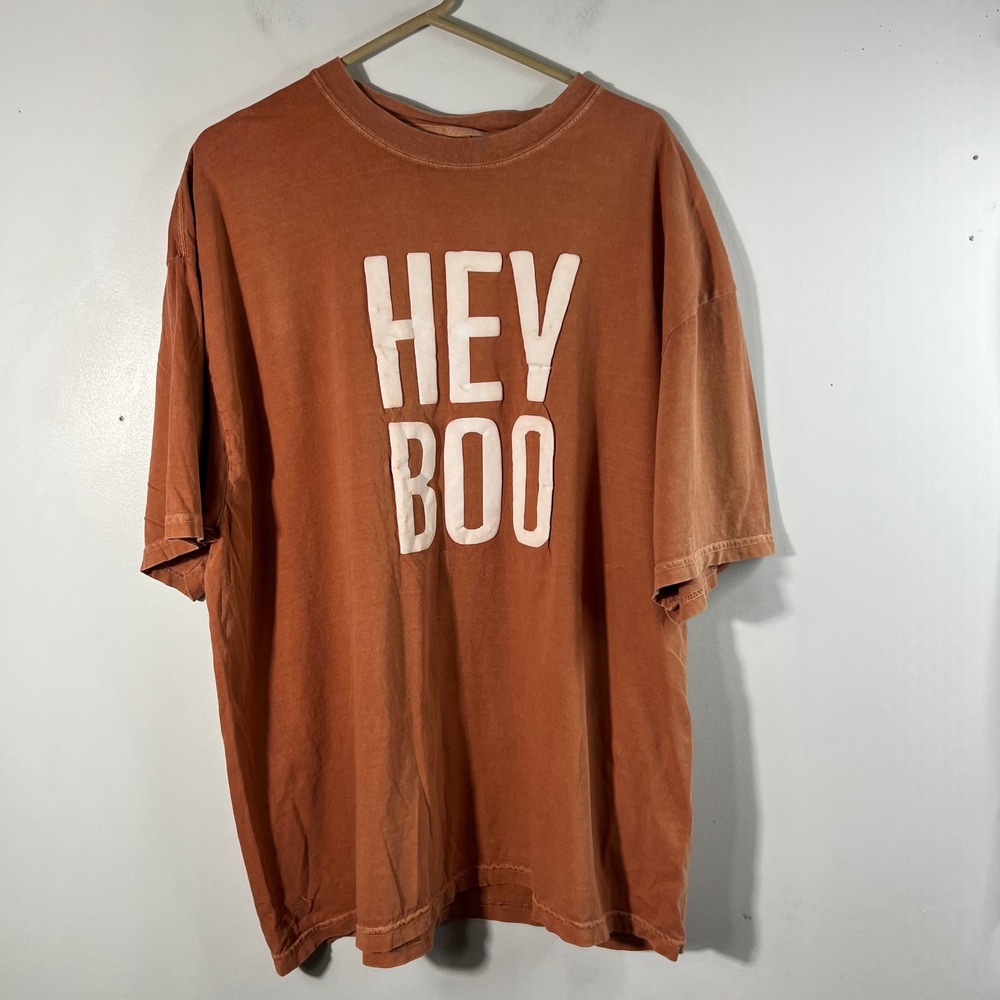 Comfort Colors Hey Boo Puff Print Halloween T-Shirt Terracotta Orange 3XL